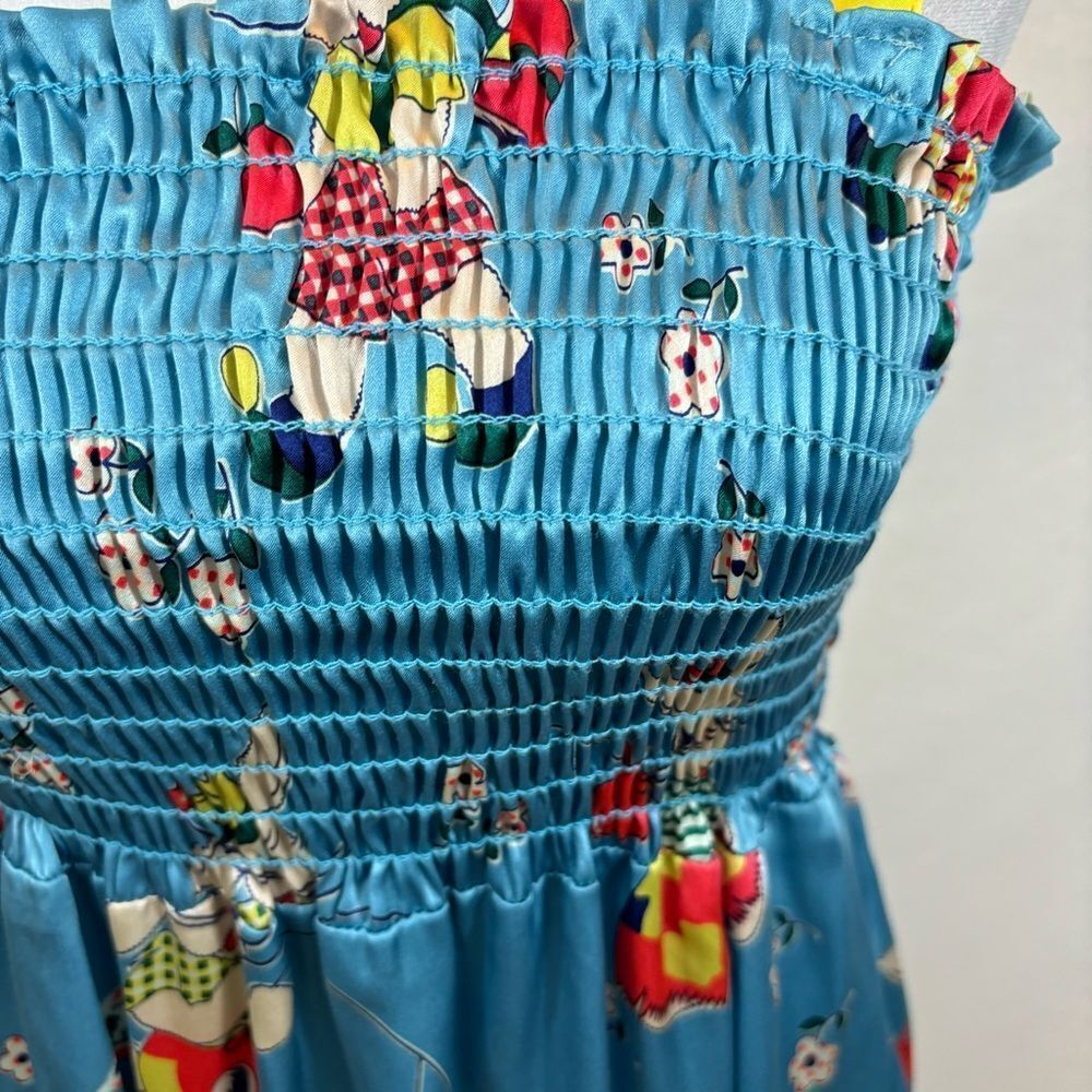 Rare Voom Brand 100% Silk Cartoon Rabbit Print Square Neck Dress Size Medium - Picture 16 of 16